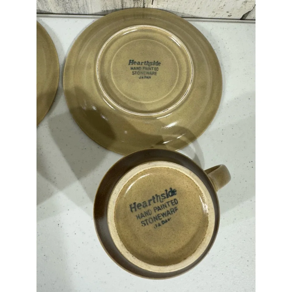 Hearthside‎ Stoneware Dogwood 4 Cups 4 Saucers Hand Painted Japan MCM